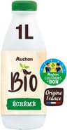 AUCHAN BIO LAIT ECREMEorigine France SOLIDAIRES POUR SOUTENIR NOS PRODUCTEURS1L